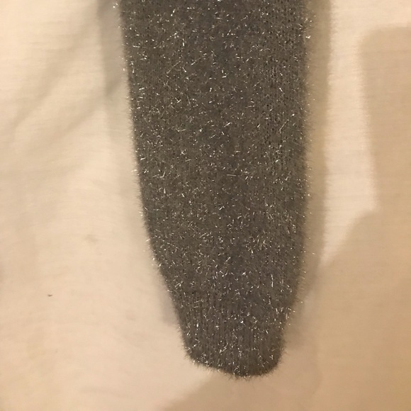 Our 12th Cropped Fuzzy Silver Sweater with Rhinestones and Pearls - Picture 4 of 11